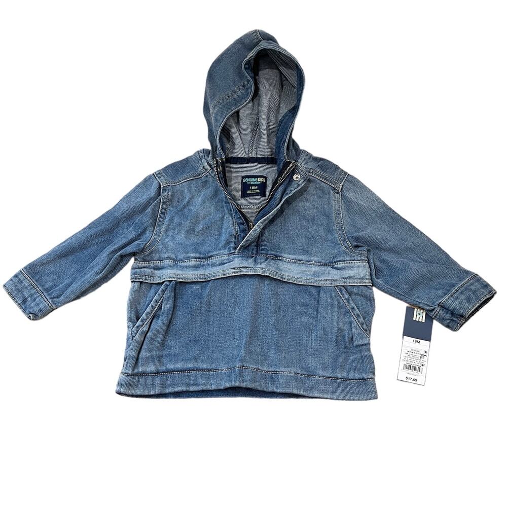 NEW Oshkosh Denim Pullover Hoodie 18 Months Medium Wash